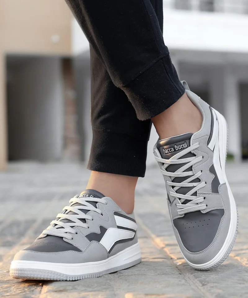 Bacca Bucci Grey Hebron Low Top Street Fashion Sneakers for Men | Best Price UAE